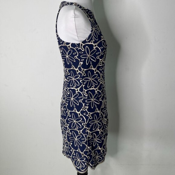 Lilly Pulitzer 97592 Women's Augusta Navy & Gold Sand Dollar Shift Dress Size 00 - Picture 3 of 11